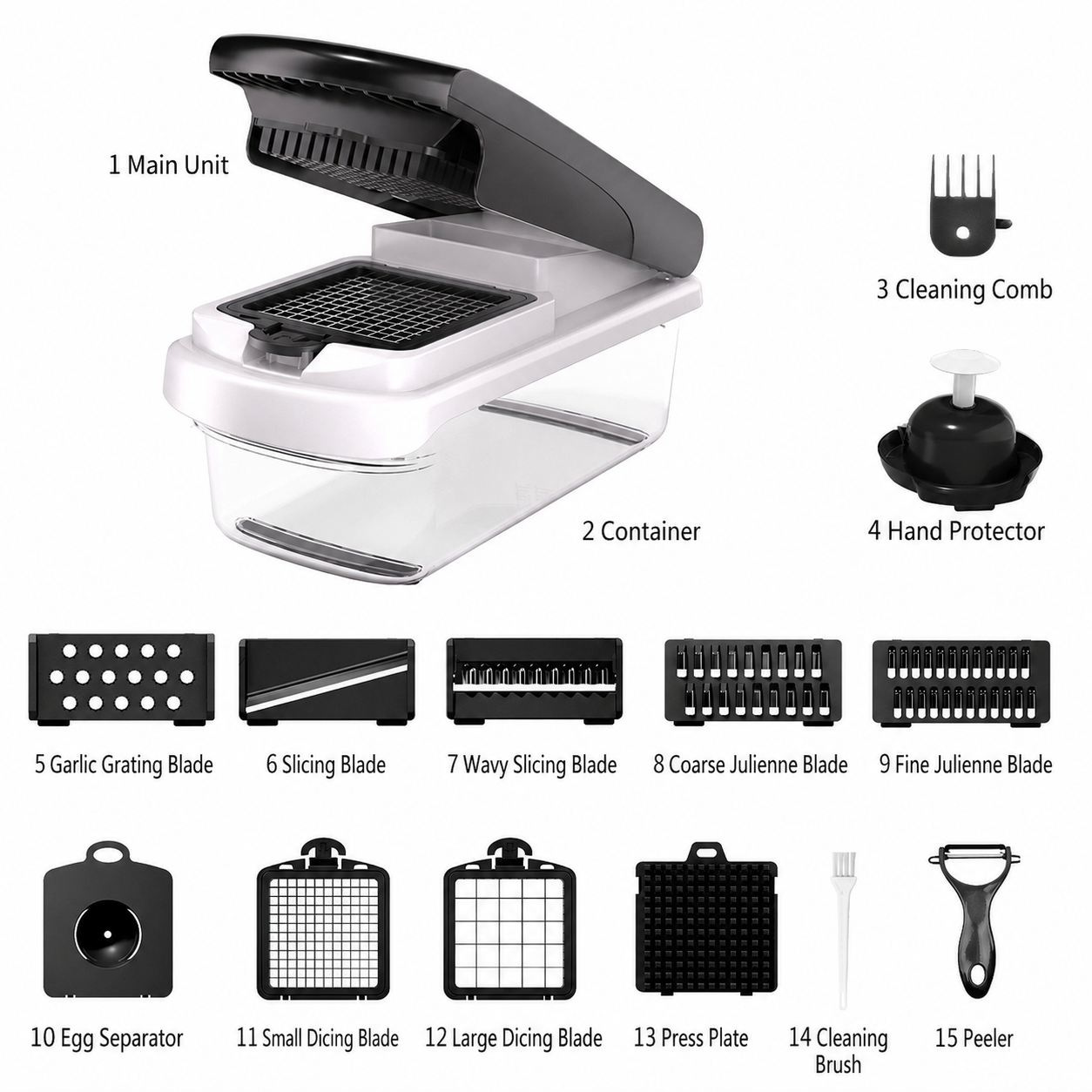 Aonhom Vegetable Chopper Food Slicer, 15 in 1 Multi-Function Food Chopper