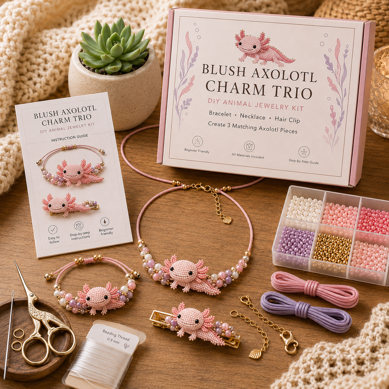 🔥Last Day - BUY 3 GET 1 FREE⚡️-DIY Animal Beaded Jewelry Trio Kit 🧵✨