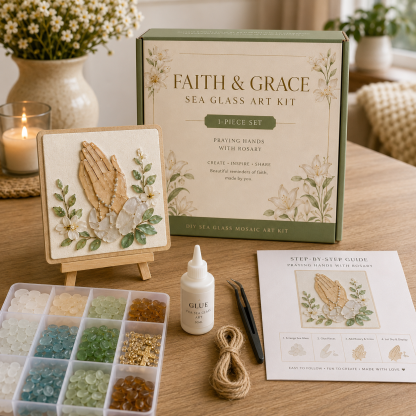 Faith & Memories Sea Glass Art Kit – Meaningful DIY Keepsakes 🙏💖
