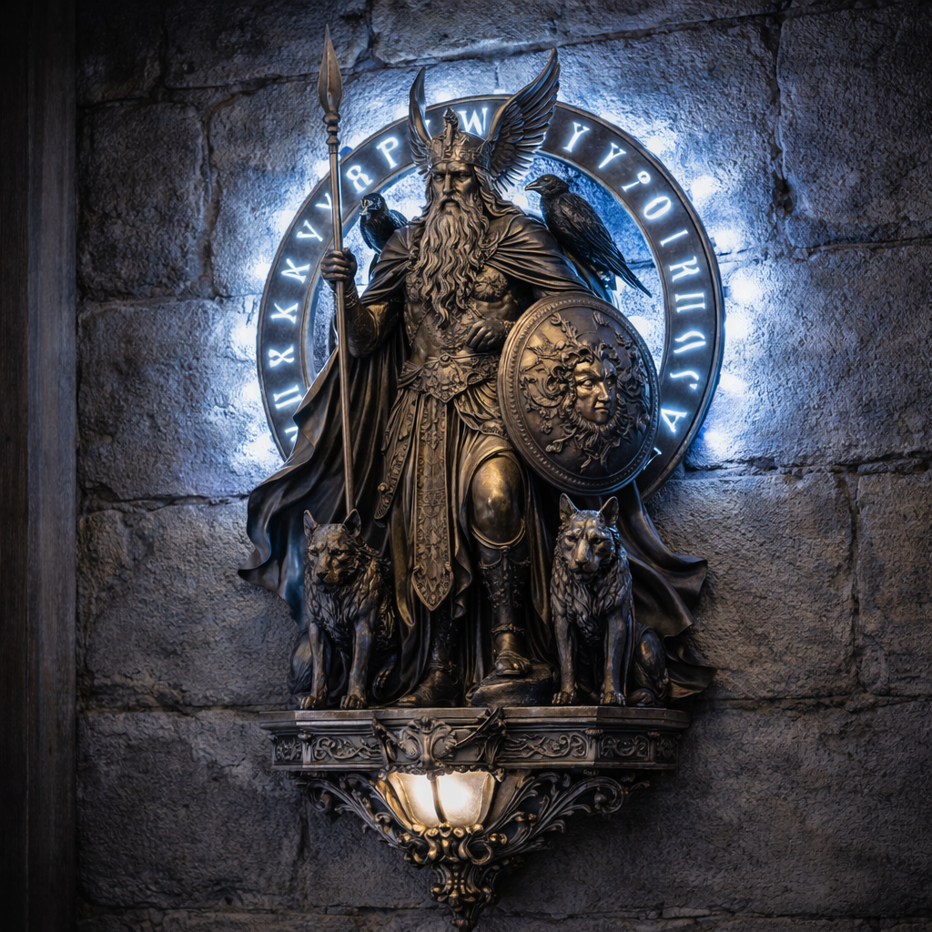 ⚡ Odin Wall Lamp – The Allfather’s Watchful Light 🛡️🦅