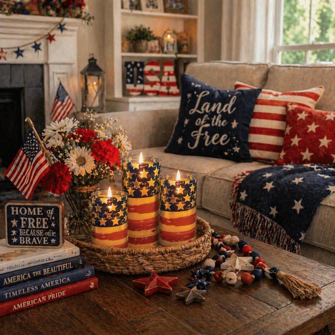 3-Piece Set - Patriotic Flameless Candles (With Remote Control)