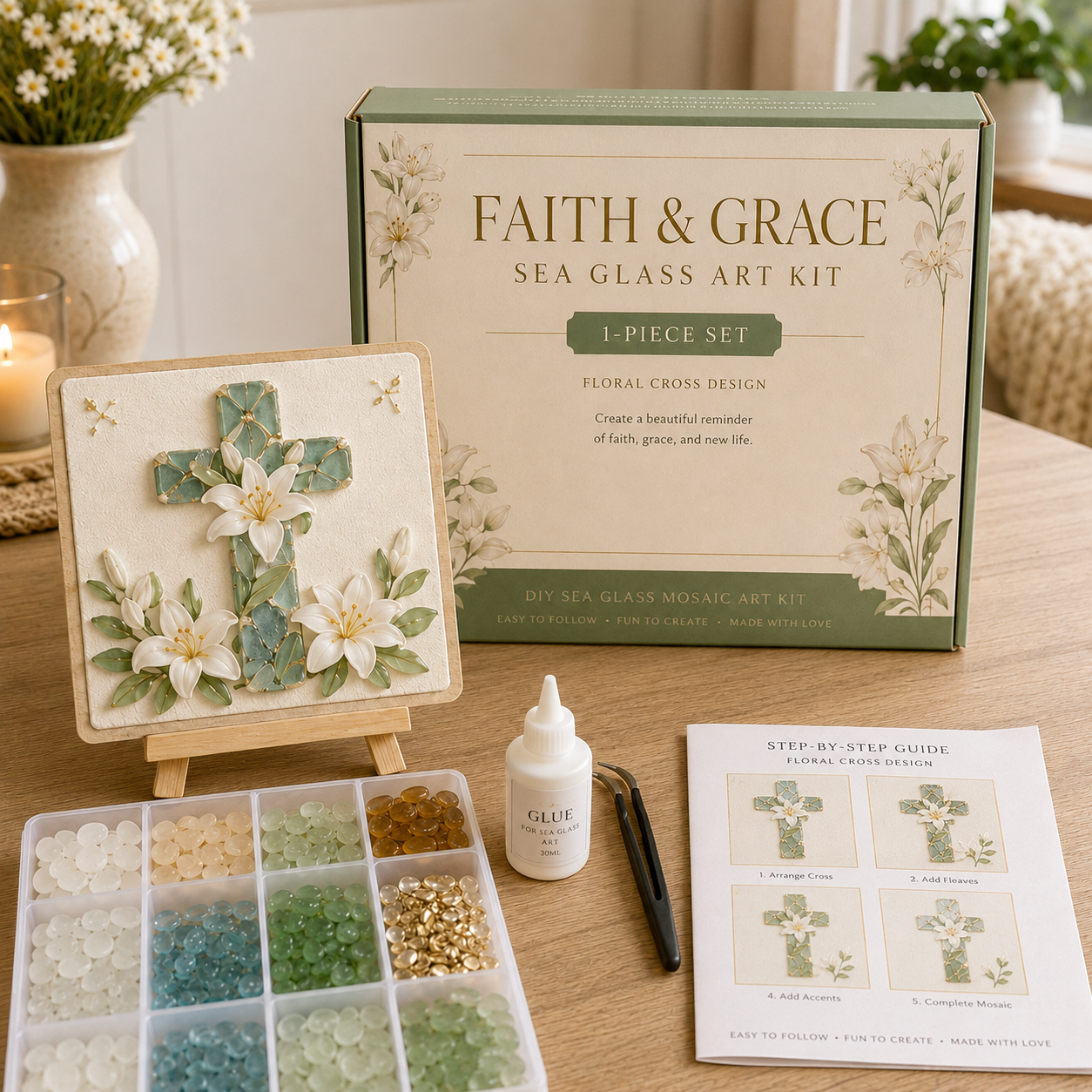 Faith & Memories Sea Glass Art Kit – Meaningful DIY Keepsakes 🙏💖