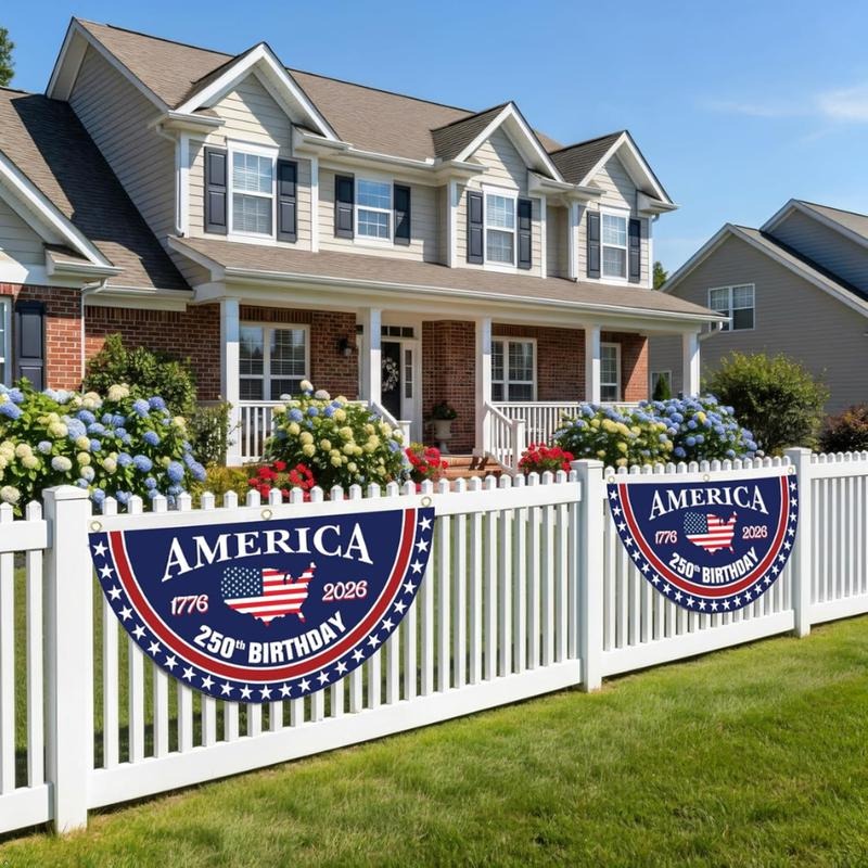 🇺🇸 America 250th Birthday Fan Flag – Patriotic Porch & Fence Bunting