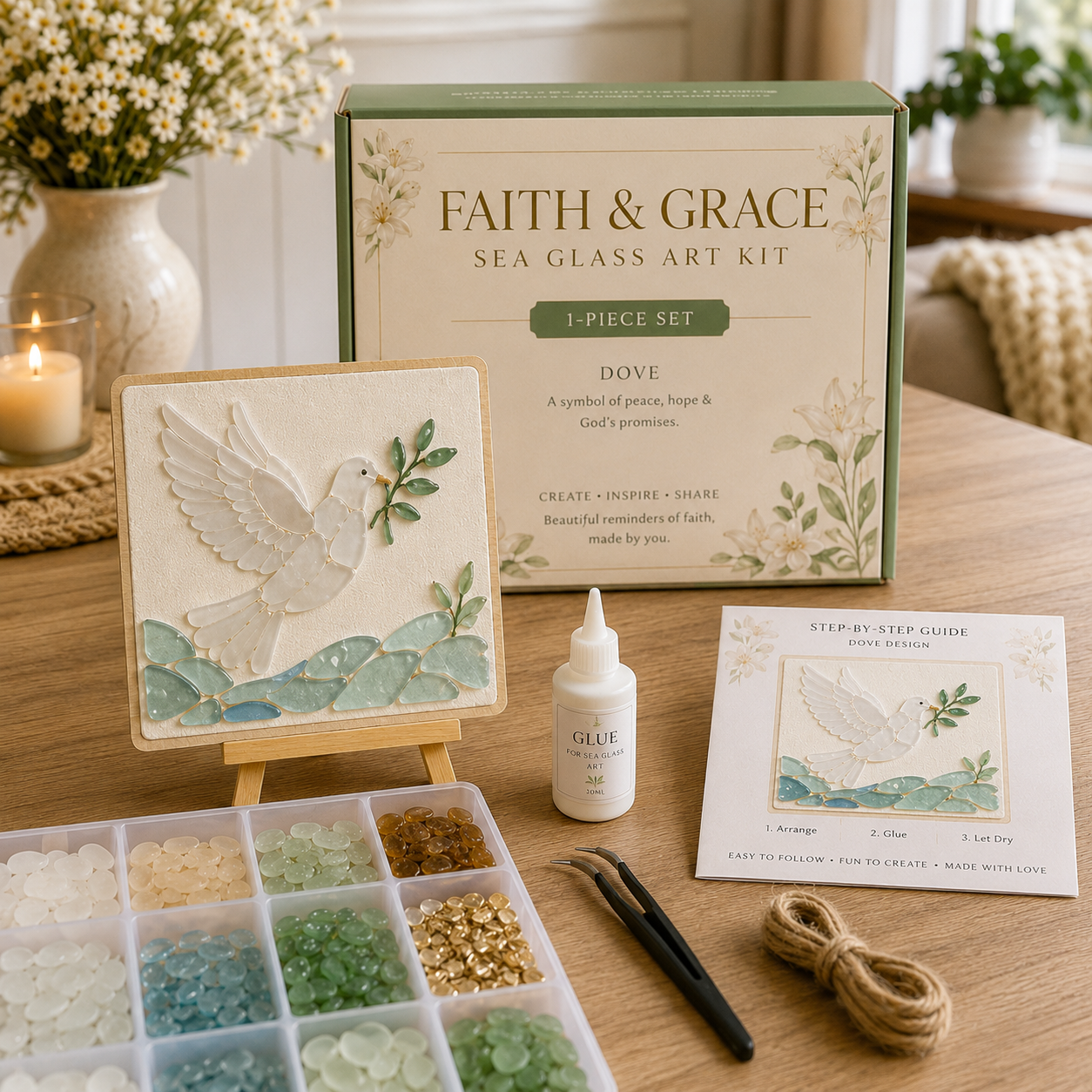 Faith & Memories Sea Glass Art Kit – Meaningful DIY Keepsakes 🙏💖