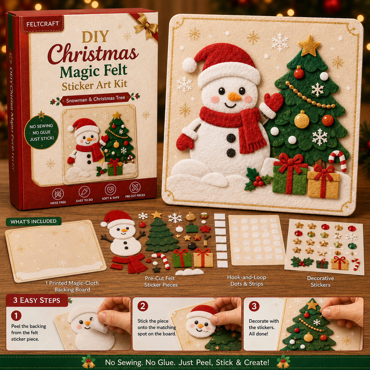 🎁 Buy 3, Get 1 Free!🎄 DIY Christmas Magic Felt Sticker Art Kit