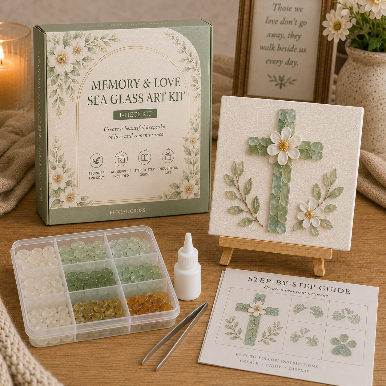 Faith & Memories Sea Glass Art Kit – Meaningful DIY Keepsakes 🙏💖