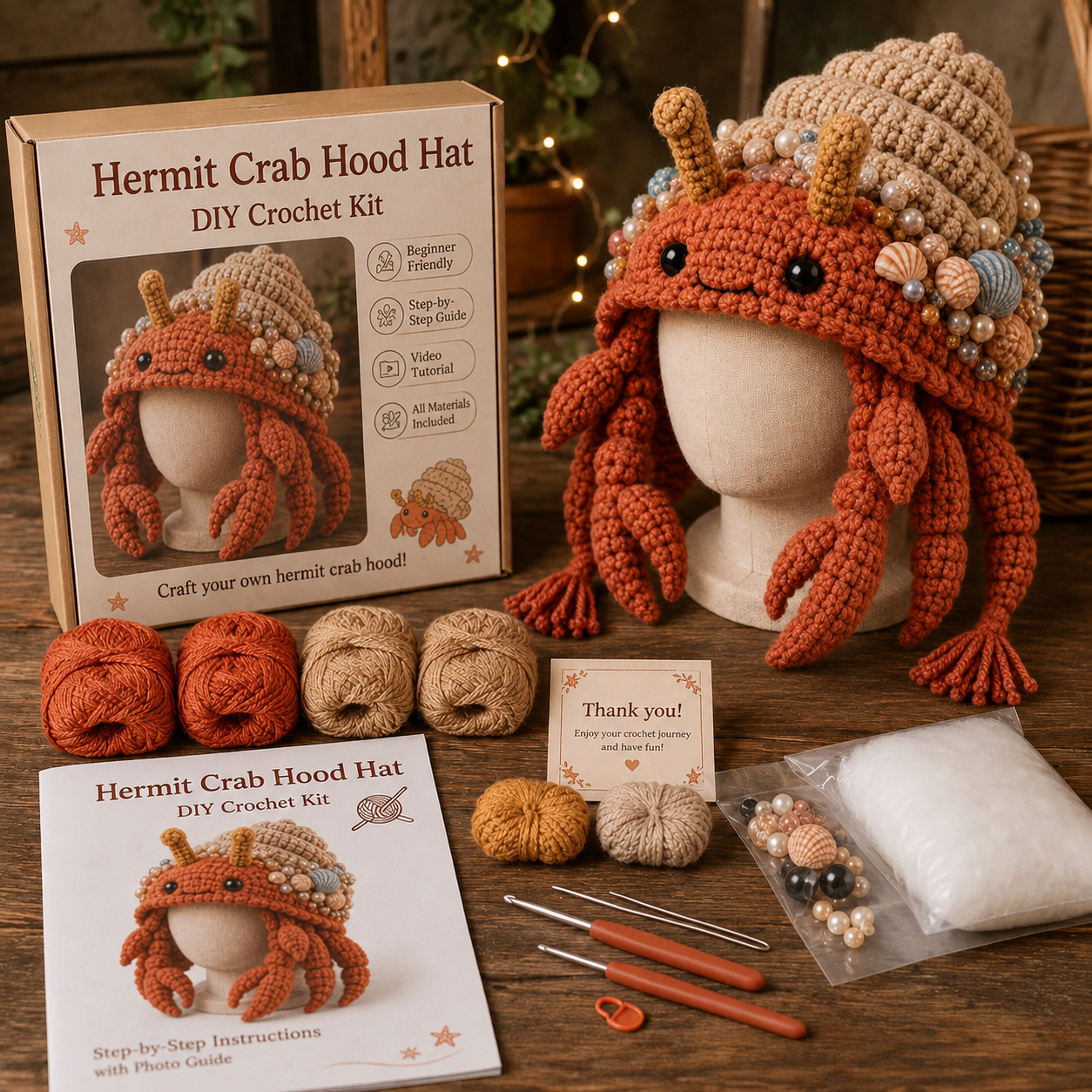 🌊✨ Ocean Series Hood Hat DIY Crochet Kit 