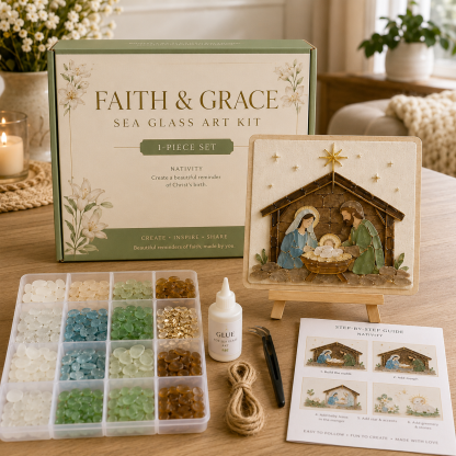 Faith & Memories Sea Glass Art Kit – Meaningful DIY Keepsakes 🙏💖