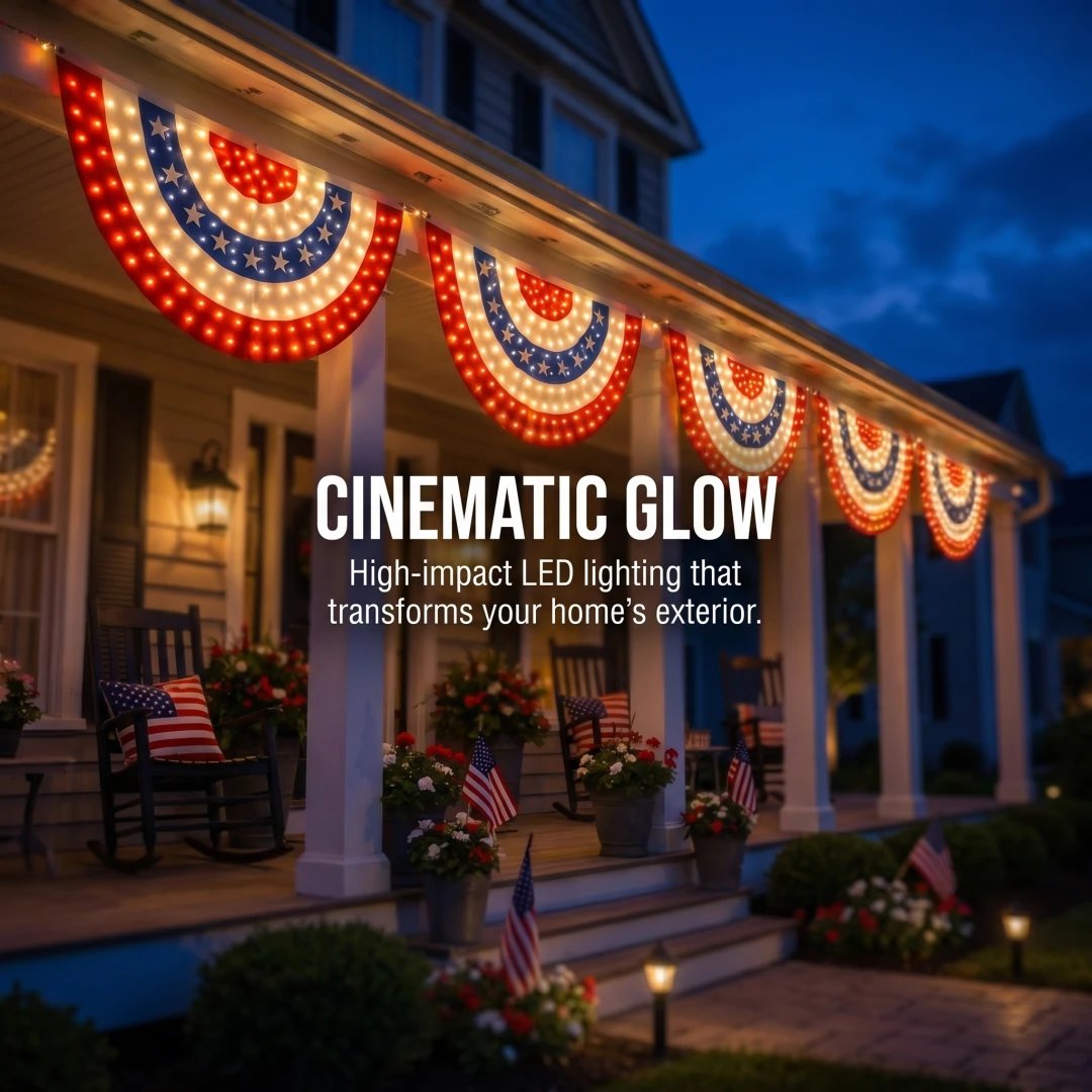 🔥3 x 6 Ft LED Patriotic Bunting Banner for America’s 250th