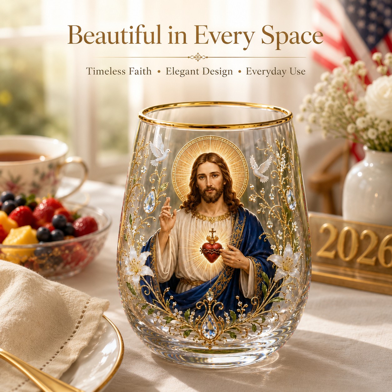 2026 Limited Edition "Morning Prayer" Glass Tea Cup – Faith & Serenity Collection