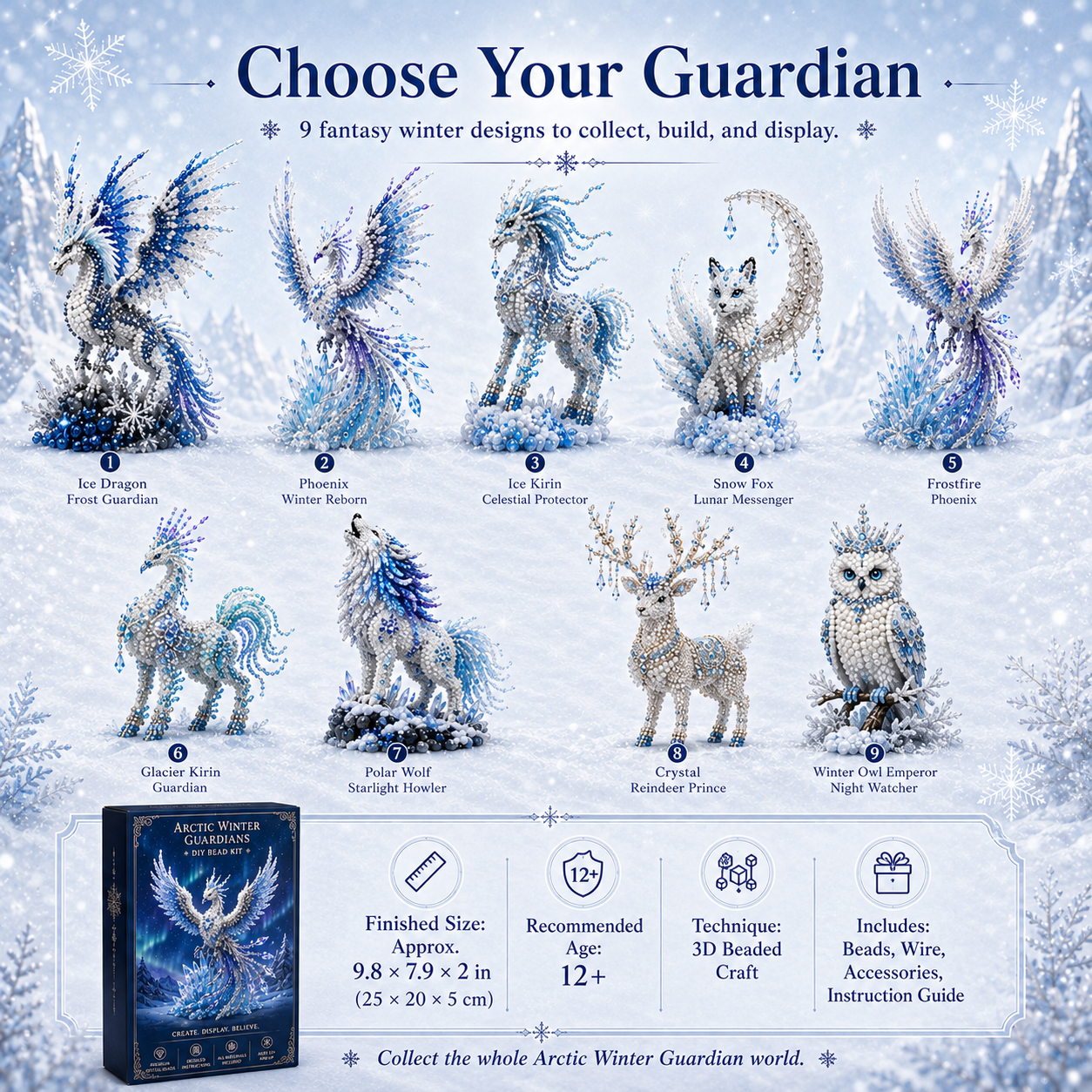 Arctic Winter Guardians DIY Bead Kit Collection – Build Your Own Crystal Mythical Creature