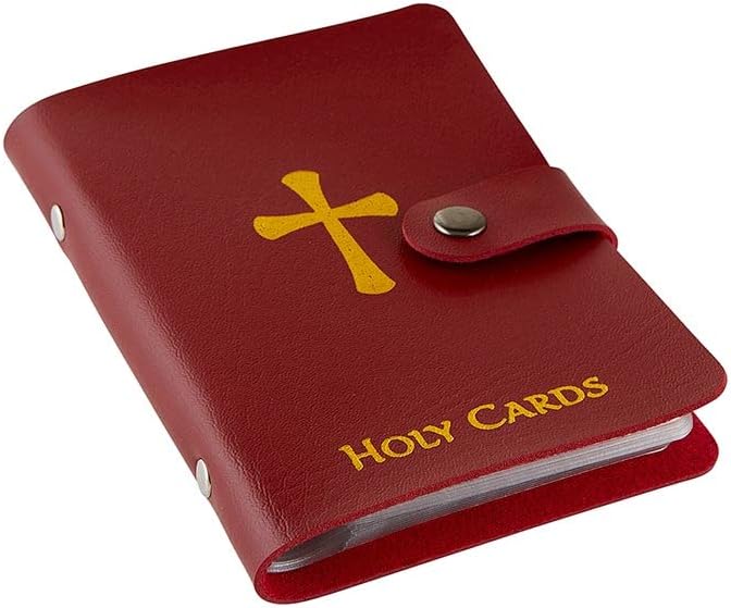 Catholic Faux Leather Holy Card Holder – Pocket Prayer Card Organizer with Snap Closure ✝