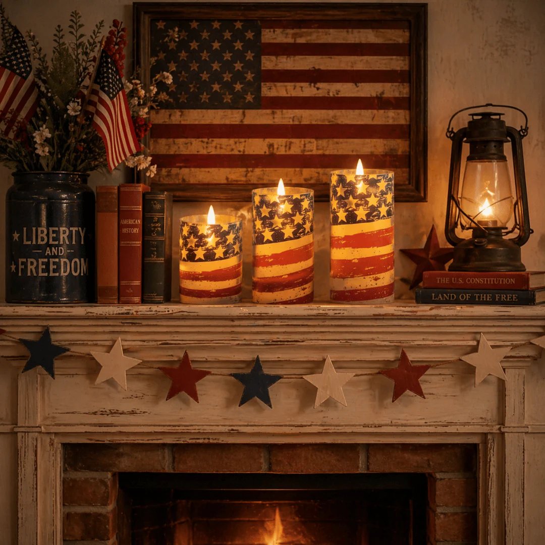 3-Piece Set - Patriotic Flameless Candles (With Remote Control)