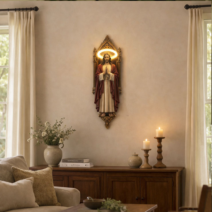 🏡Sacred Heart Jesus Wall Light – Faith-Inspired Home Blessing Decor🙏