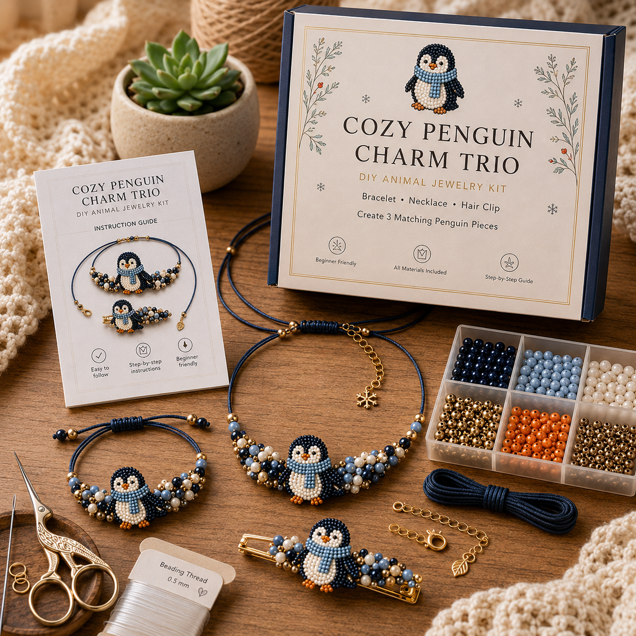 🔥Last Day - BUY 3 GET 1 FREE⚡️-DIY Animal Beaded Jewelry Trio Kit 🧵✨