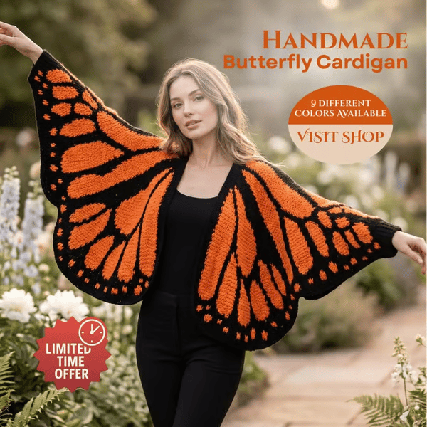 🔥LAST DAY 57% OFF - 🌟🦋 Monarch Butterfly Cardigan – Handcrafted Statement Piece