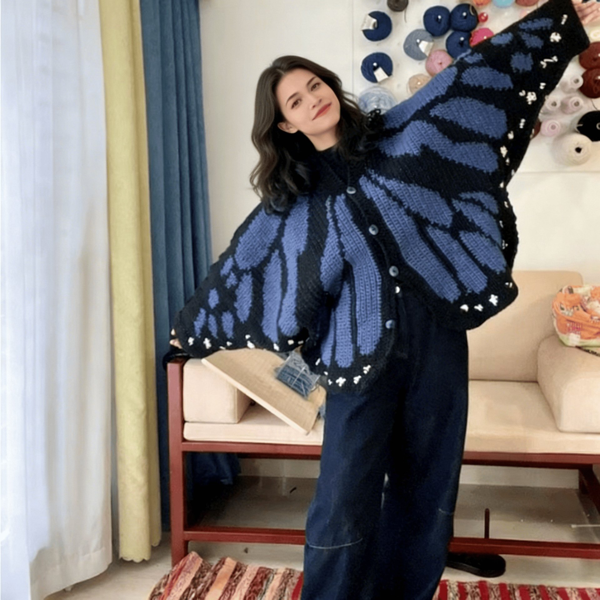 🔥LAST DAY 57% OFF - 🌟🦋 Monarch Butterfly Cardigan – Handcrafted Statement Piece