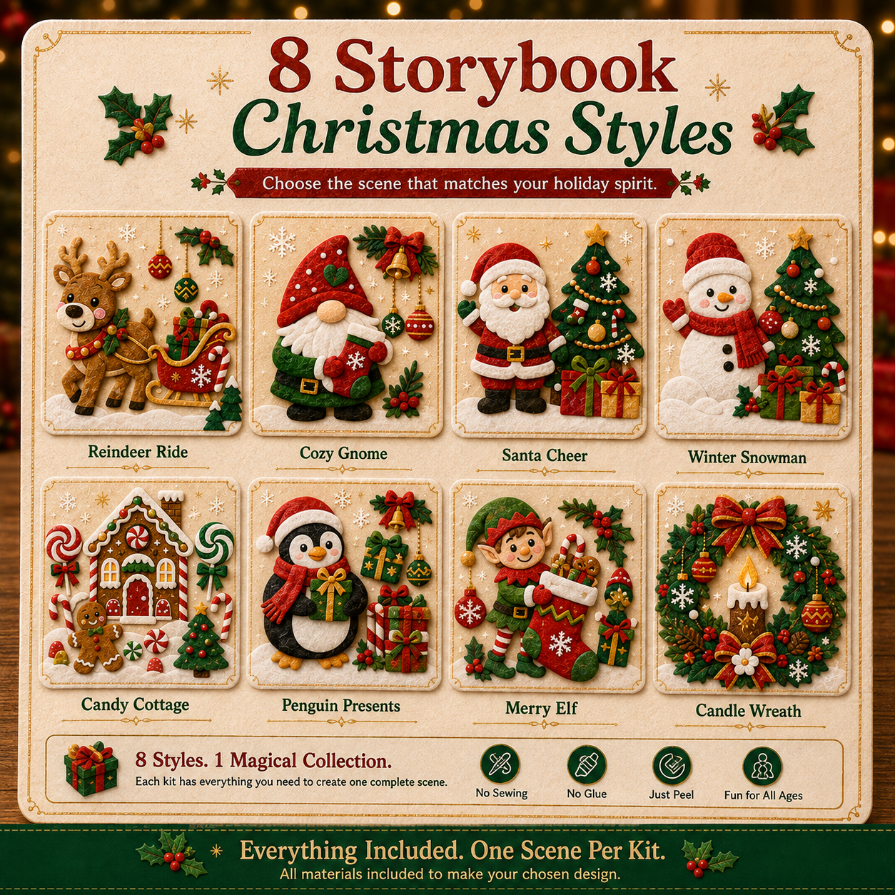 🎁 Buy 3, Get 1 Free!🎄 DIY Christmas Magic Felt Sticker Art Kit