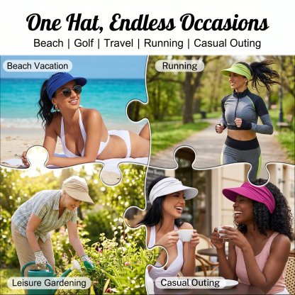 🛒 Buy 3, Save 20% 💰 – 👒 UPF 50+ Sun Visor Ponytail Hat | Wide Brim, Breathable, Foldable