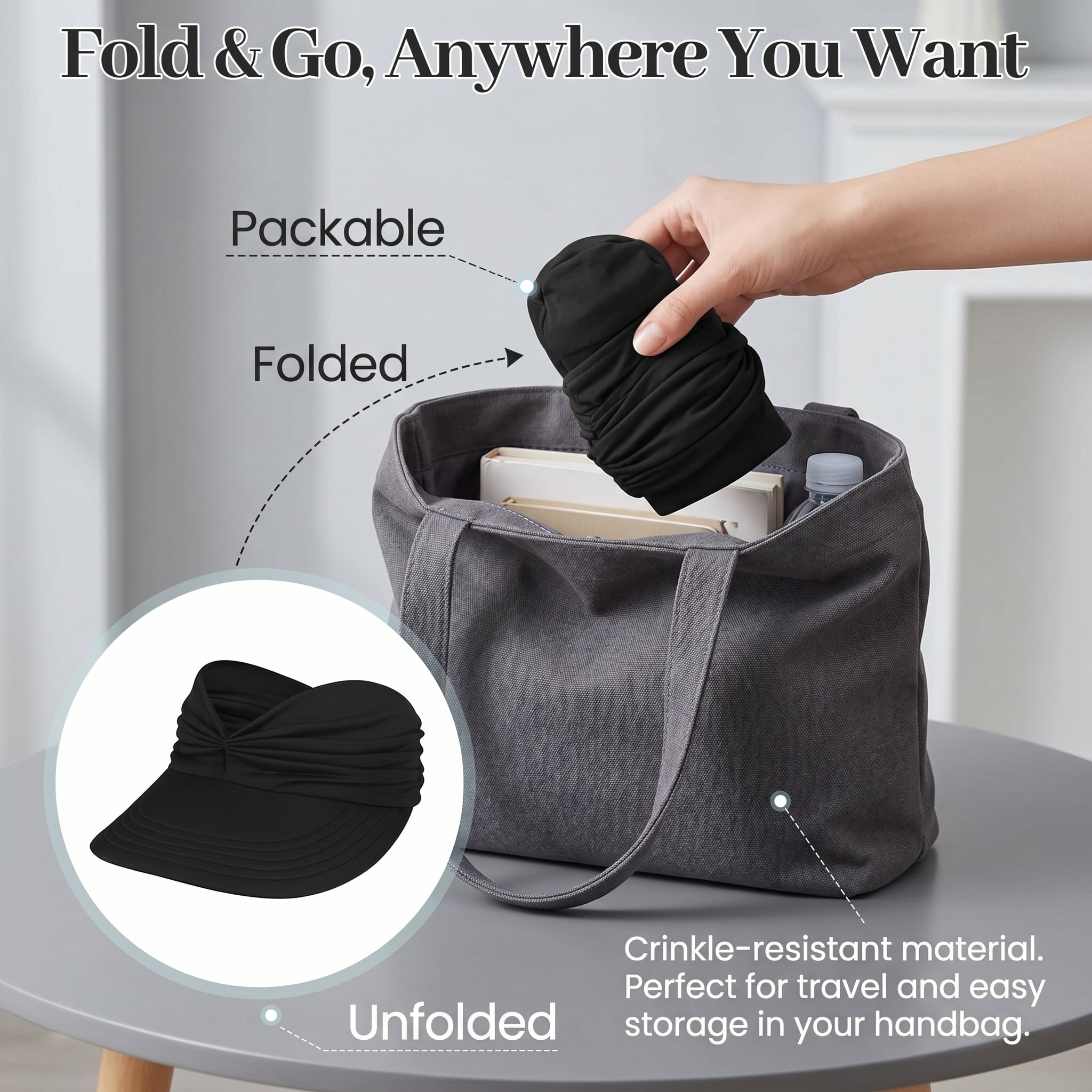 🛒 Buy 3, Save 20% 💰 – 👒 UPF 50+ Sun Visor Ponytail Hat | Wide Brim, Breathable, Foldable