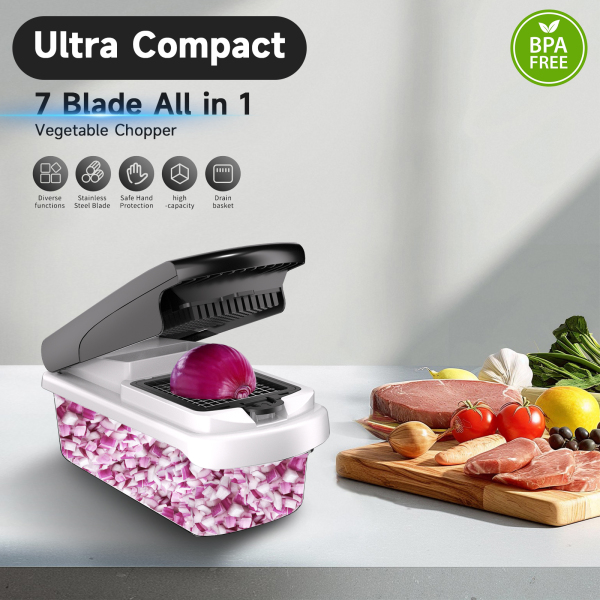 Aonhom Vegetable Chopper Food Slicer, 15 in 1 Multi-Function Food Chopper