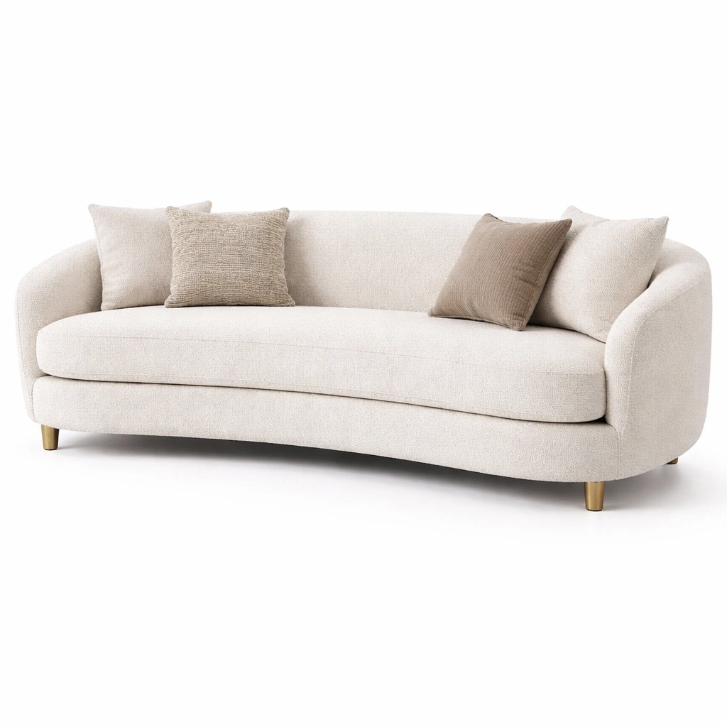 Canap 3 places tissu boucl C Beige clair-nestifyo