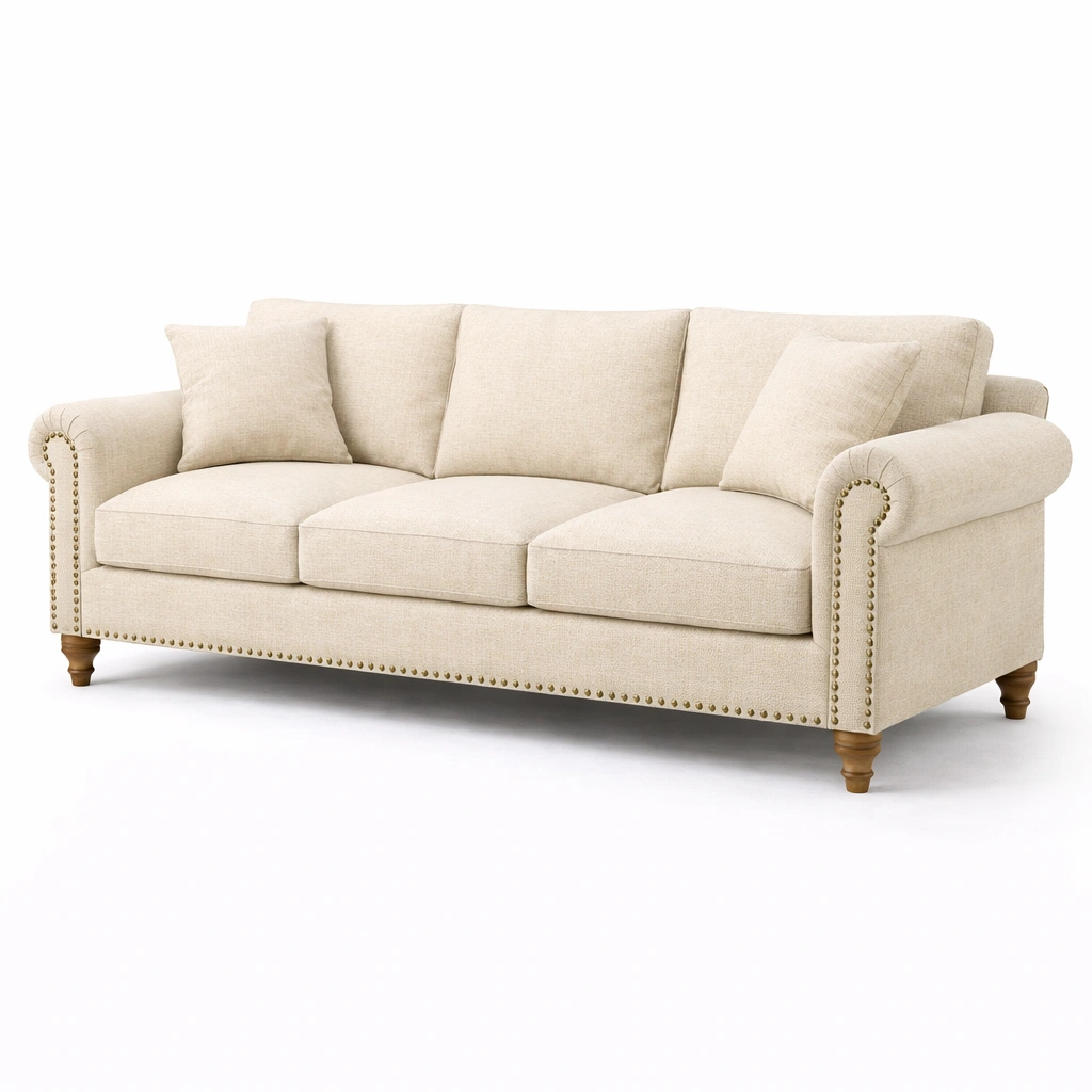 Canap 3 places classique tissu C Beige-nestifyo