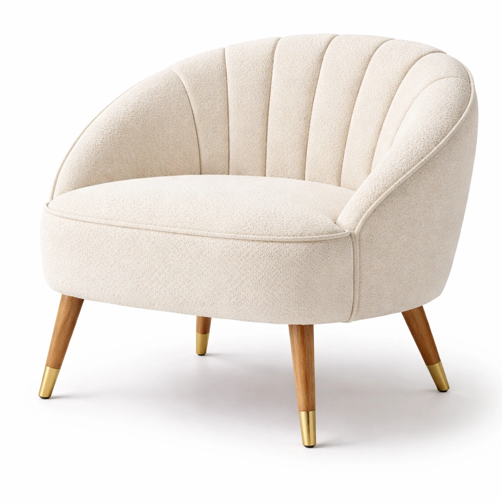 Fauteuil design coquille tissu boucl C Beige-nestifyo