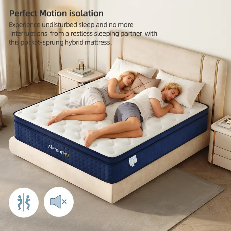 Colchón híbrido de espuma viscoelástica de 12/14 pulgadas, tamaño individual, matrimonial, queen y king, en caja | Resortes ensacados + soporte zonificado | Suave y cómodo, alivio de presión, firmeza media, certificado CertiPUR-US (colchones | colchones q