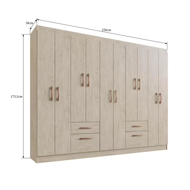 Clóset Mili 10 Puertas 2 Cajones Mdf Arena