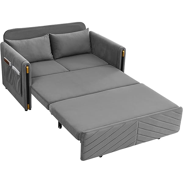 Sofá cama convertible multifuncional 3 en 1 tamaño Queen, cómodo sofá cama extraíble de terciopelo de 63,8"