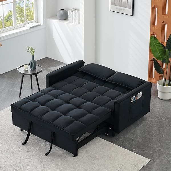 Sofá cama convertible multifuncional 3 en 1 tamaño Queen, cómodo sofá cama extraíble de terciopelo de 63,8"