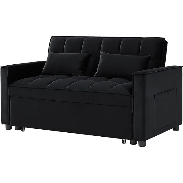 Sofá cama convertible multifuncional 3 en 1 tamaño Queen, cómodo sofá cama extraíble de terciopelo de 63,8"
