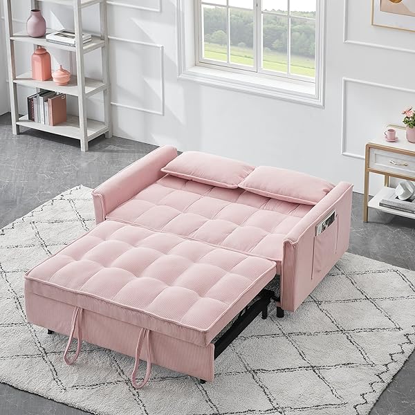 Sofá cama convertible multifuncional 3 en 1 tamaño Queen, cómodo sofá cama extraíble de terciopelo de 63,8"