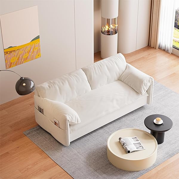 Sofá cama convertible multifuncional 3 en 1 tamaño Queen, cómodo sofá cama extraíble de terciopelo de 63,8"