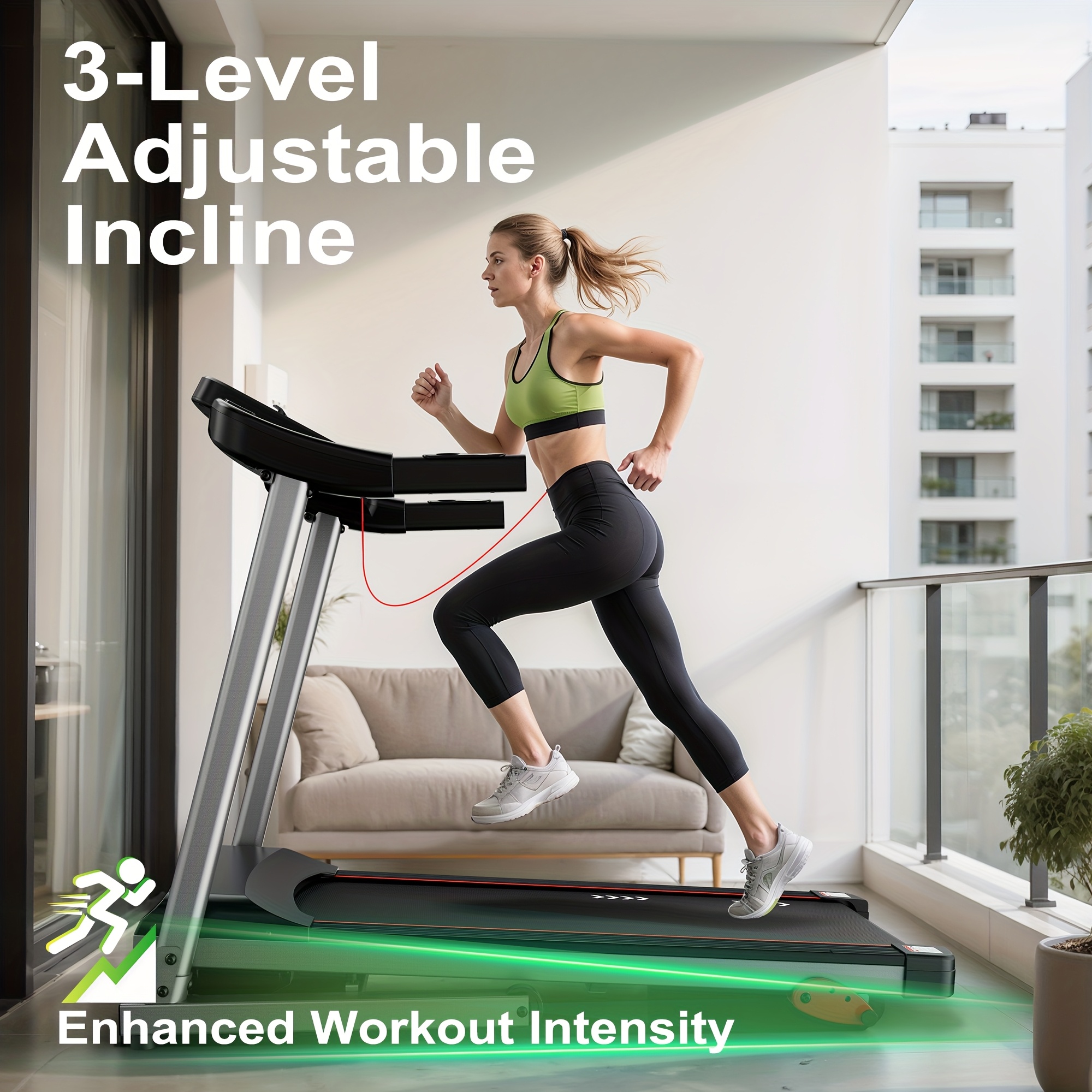 Cinta de Correr MaxVibe para Hogar con 3 Niveles de Inclinación hasta 12 km/h, Motor de 2.5 HP, Capacidad de Carga de 120 kg, Compatible con App, Entrenamiento de Fitness,Diseño Compacto,Equipo de Fitness Elegante,Cinta de correr motorizada,Individuos Con
