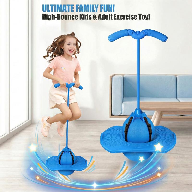 Pogo Jumper with Handle and Ball Pump, High Jump Toy Bounce Jump Trick Board Pogo Bouncing Ball Safe and Fun Pogo Stick for Kids Boys Girls and Adults Prolonged Use