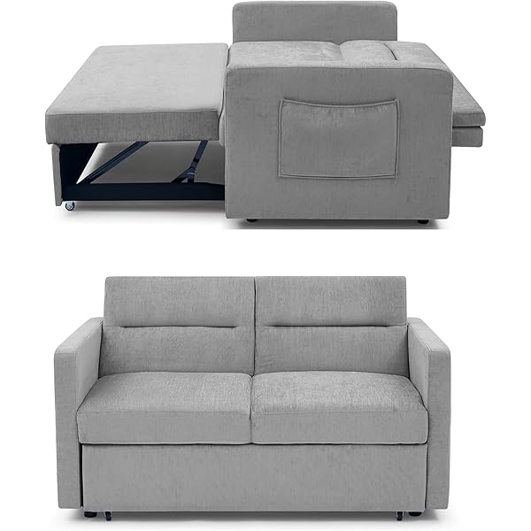 Sofá cama convertible multifuncional 3 en 1 tamaño Queen, cómodo sofá cama extraíble de terciopelo de 63,8"