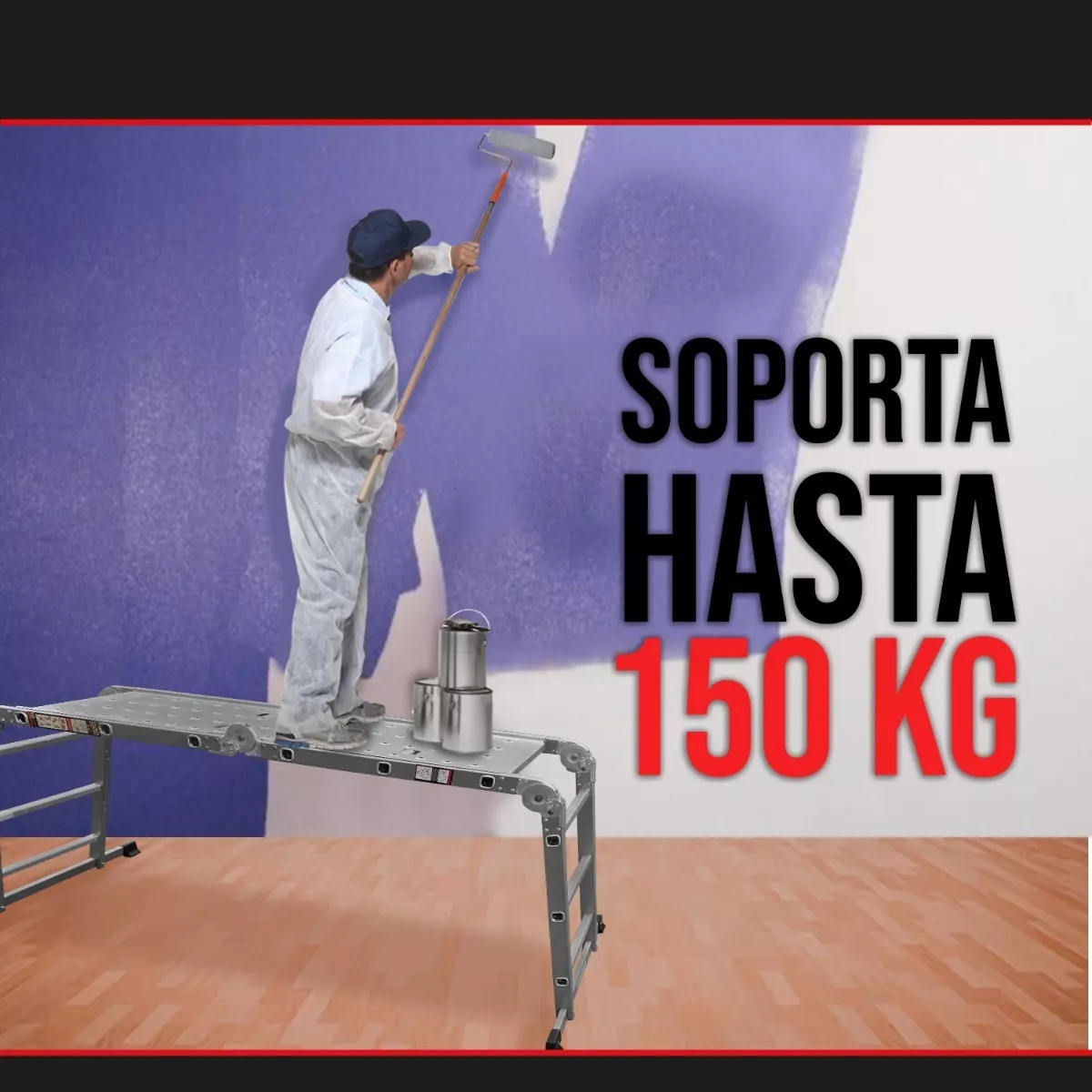 Escalera Multipropositos Con Plataforma De Trabajo Color Plateado