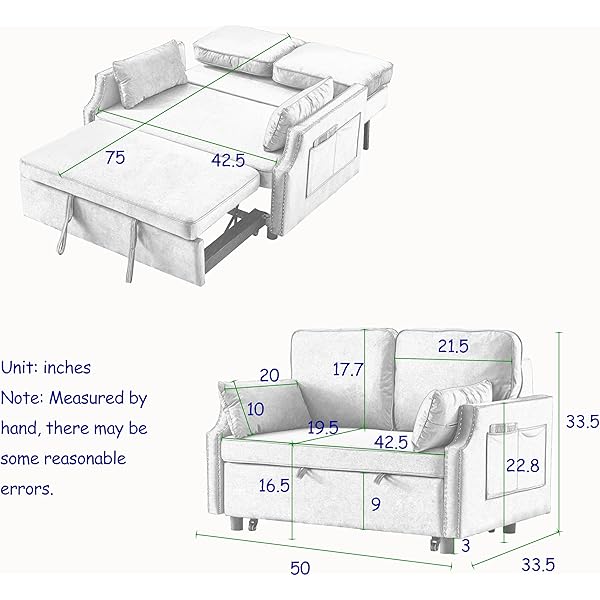 Sofá cama convertible multifuncional 3 en 1 tamaño Queen, cómodo sofá cama extraíble de terciopelo de 63,8"