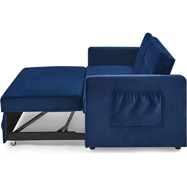 Sofá cama convertible multifuncional 3 en 1 tamaño Queen, cómodo sofá cama extraíble de terciopelo de 63,8"