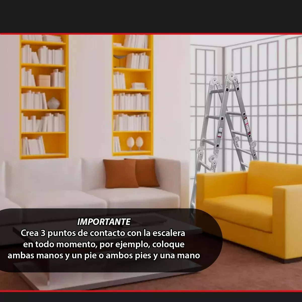 Escalera Multipropositos Con Plataforma De Trabajo Color Plateado