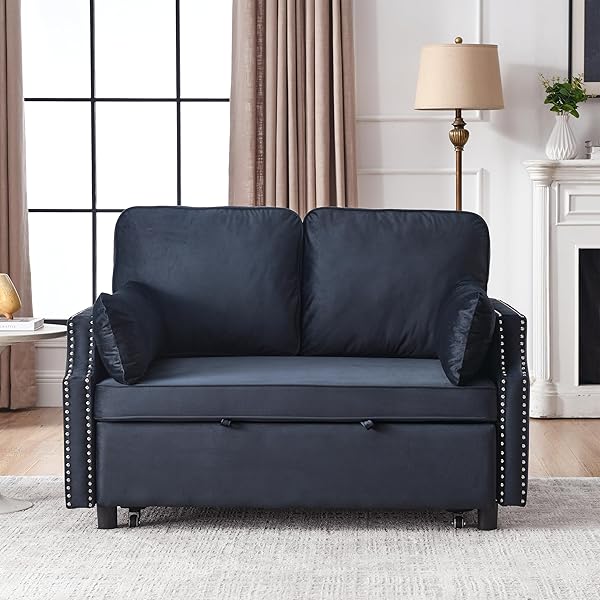 Sofá cama convertible multifuncional 3 en 1 tamaño Queen, cómodo sofá cama extraíble de terciopelo de 63,8"