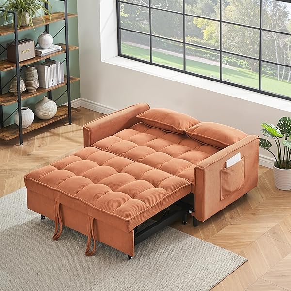 Sofá cama convertible multifuncional 3 en 1 tamaño Queen, cómodo sofá cama extraíble de terciopelo de 63,8"