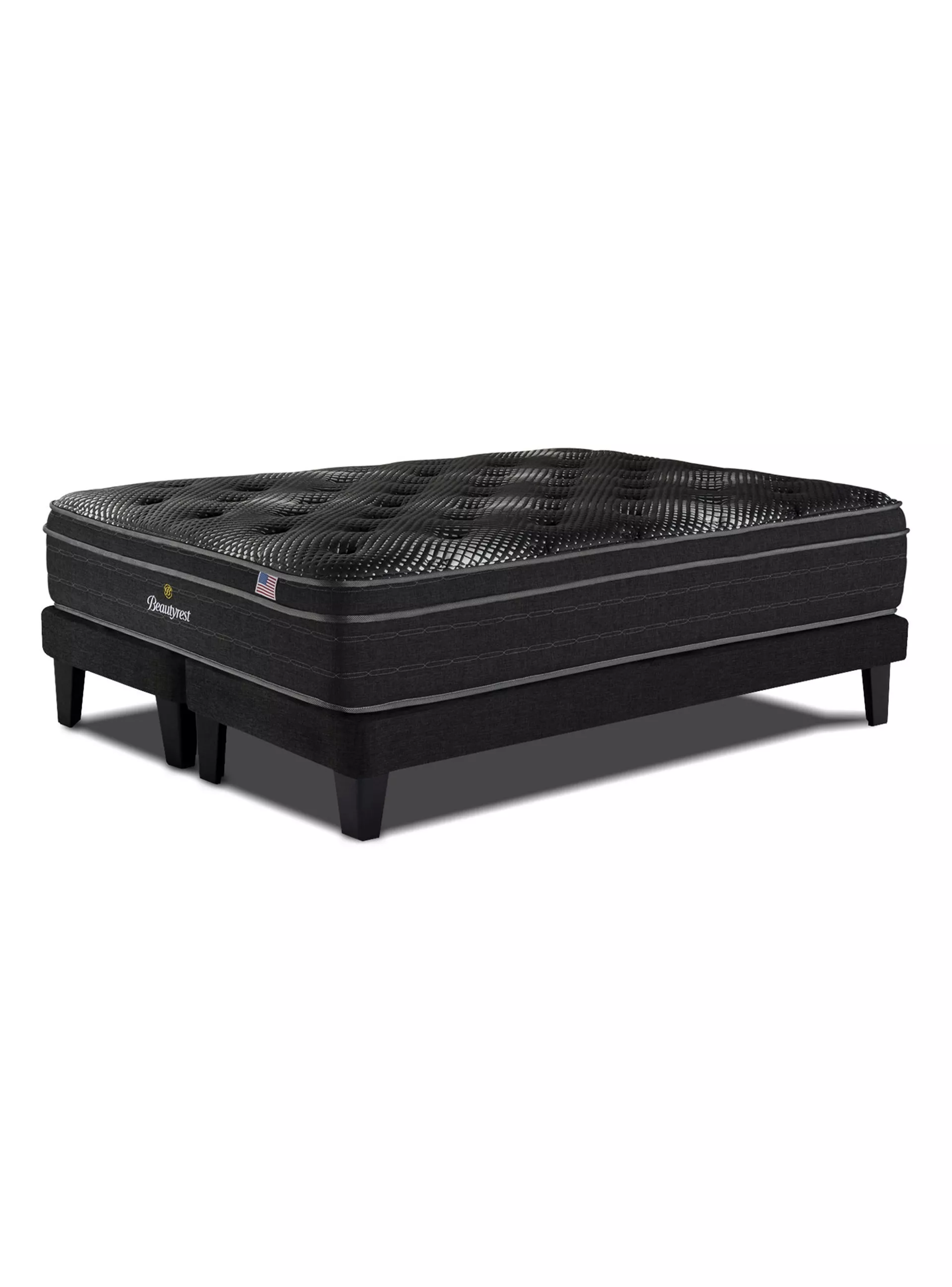 Cama Europea Brest Platinum 2 Plazas + Respaldo Tignes Marengo Base Dividida