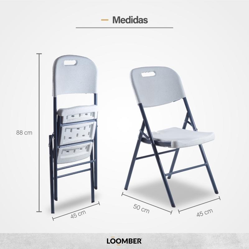 Paquete de 16 Sillas Plegables Blancas 87 cm Altura Estructura de Acero Resistente para Eventos y Hogar Capacidad 180 kg Mecanismo Rápido