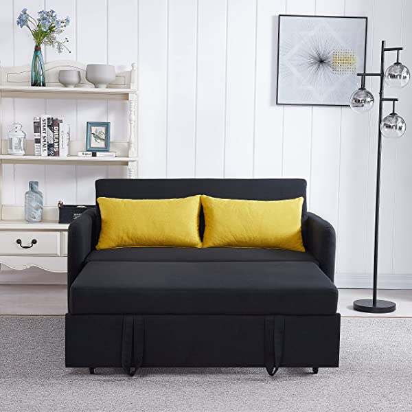 Sofá cama convertible multifuncional 3 en 1 tamaño Queen, cómodo sofá cama extraíble de terciopelo de 63,8"