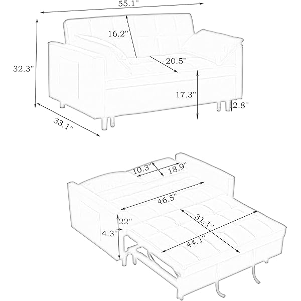 Sofá cama convertible multifuncional 3 en 1 tamaño Queen, cómodo sofá cama extraíble de terciopelo de 63,8"