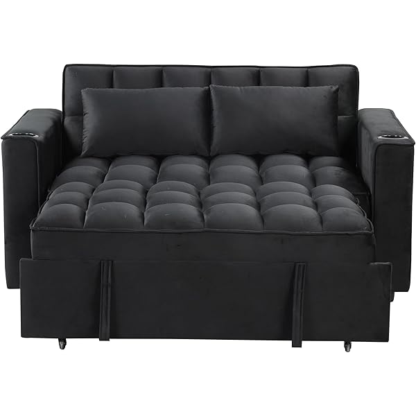 Sofá cama convertible multifuncional 3 en 1 tamaño Queen, cómodo sofá cama extraíble de terciopelo de 63,8"