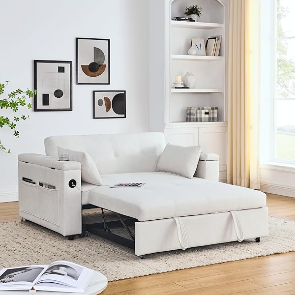 Sofá cama convertible multifuncional 3 en 1 tamaño Queen, cómodo sofá cama extraíble de terciopelo de 63,8"